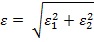 e=1/A_2010*sqrt((e1^2+e2^2)/2)