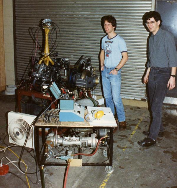 Matt Crossley and an unidentified undergrad with the dynamoeter setup