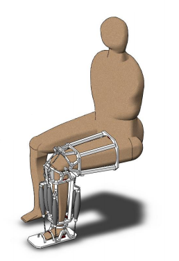 Our exoskeleton leg design seen on a modelled human