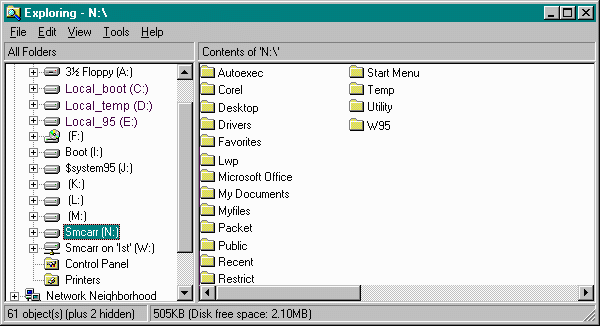 Windows Explorer view